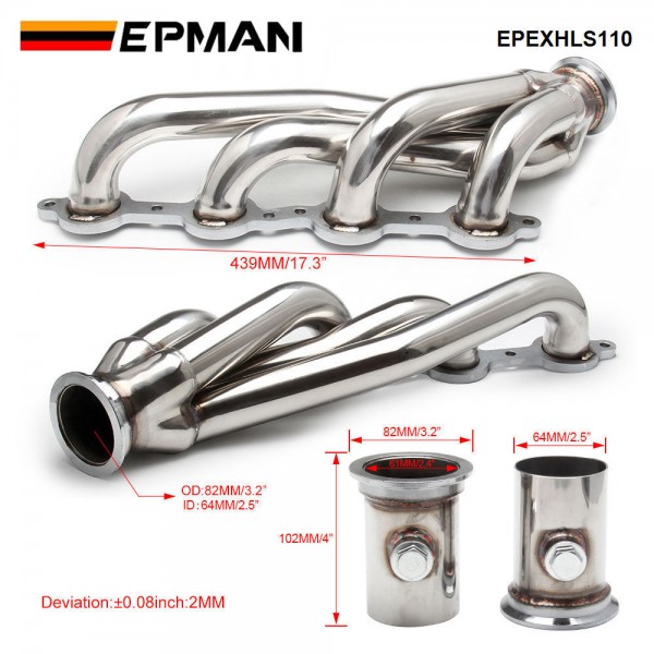 EPMAN Universal LS Swap Conversion Exhaust Headers LS1, LS2, LS3, LS6, LS Engines Truck & SUV,4.8L, 5.3L, 5.7L, 6.0L, 6.2L Engines, V8 Engines EPEXHLS110