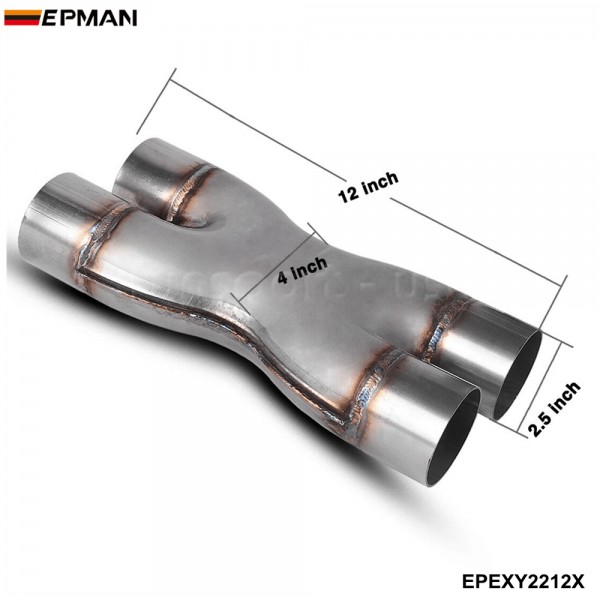 EPMAN Universal Crossover X-Pipe Dual 2.25"/2.5"/3" In/Out Stainless Steel Muffler Exhaust Tip 10PCS/Carton EPEXY2212X EPMAN Universal Crossover X-Pipe Dual 2.25"/2.5"/3" In/Out Stainless Steel Muffler Exhaust Tip 10PCS/Carton EPEXY2212X