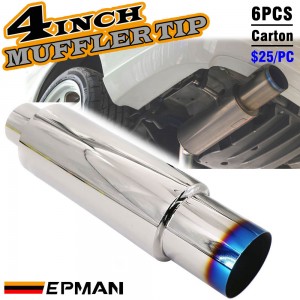 EPMAN 6PCS/Carton Stainless Steel 4" 102mm Outlet Round Exhaust Muffler BURNT TIP 51mm 57mm 63mm 76mm (Pre-order customization)