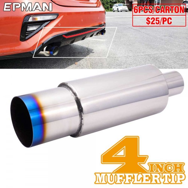 EPMAN 6PCS/Carton Stainless Steel 4" 102mm Outlet Round Exhaust Muffler BURNT TIP 51mm 57mm 63mm 76mm (Pre-order customization)