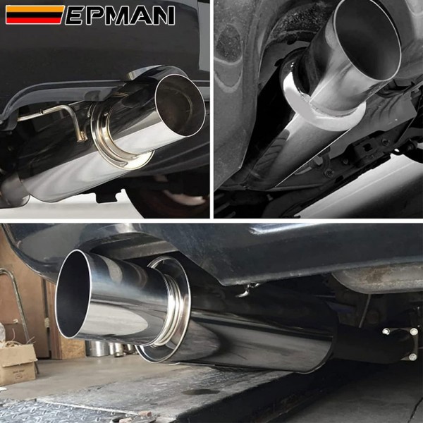 EPMAN 12PCS/Carton Universal 3.5" Exhaust Muffler Silencer Tip Chrome Stainless Steel 89mm Exhaust Pipe Inlet 2" 2.25" 2.5" 2.75" (Pre-Order Customization)