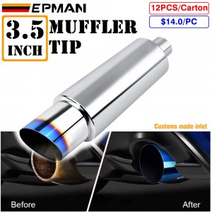 EPMAN 12PCS/Carton Car motorbike Exhaust systems Muffler Tip Universal Stainless steel ID 51mm 57mm 63mm 70mm Outlet 89mm styling Silencer tail pipe Burnt Tip