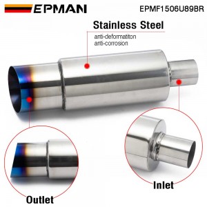 EPMAN 12PCS/Carton Car motorbike Exhaust systems Muffler Tip Universal Stainless steel ID 51mm 57mm 63mm 70mm Outlet 89mm styling Silencer tail pipe Burnt Tip