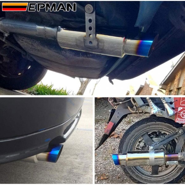 EPMAN 12PCS/Carton Car motorbike Exhaust systems Muffler Tip Universal Stainless steel ID 51mm 57mm 63mm 70mm Outlet 89mm styling Silencer tail pipe Burnt Tip EPMAN 12PCS/Carton Car motorbike Exhaust systems Muffler Tip Universal Stainless steel ID 51mm 57mm 63mm 70mm Outlet 89mm styling Silencer tail pipe Burnt Tip