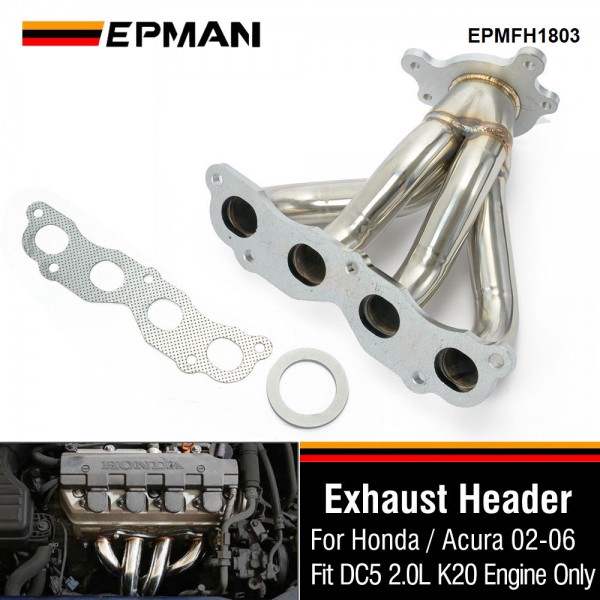 EPMAN For Honda CIVIC Si EP3/RSX DC5 2.0 2002-2006 Polished S/S Manifold Header Exhaust EPMFH1803 EPMAN For Honda CIVIC Si EP3/RSX DC5 2.0 2002-2006 Polished S/S Manifold Header Exhaust EPMFH1803