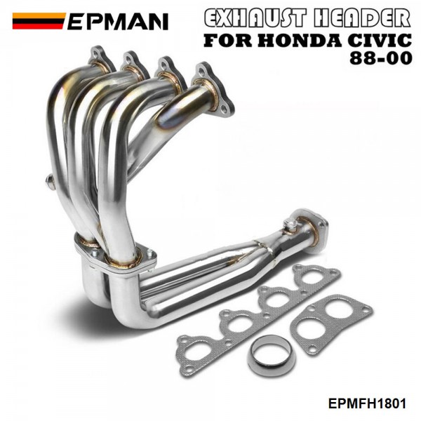 EPMAN Stainless Steel Piping Header Manifold Exhaust For Honda Civic 88-00 EG EF EK EM EPMFH1801 EPMAN Stainless Steel Piping Header Manifold Exhaust For Honda Civic 88-00 EG EF EK EM EPMFH1801