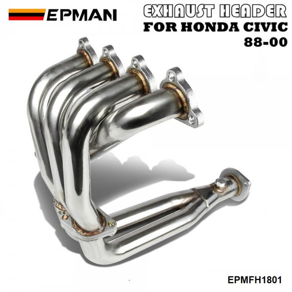 EPMAN Stainless Steel Piping Header Manifold Exhaust For Honda Civic 88-00 EG EF EK EM EPMFH1801 EPMAN Stainless Steel Piping Header Manifold Exhaust For Honda Civic 88-00 EG EF EK EM EPMFH1801