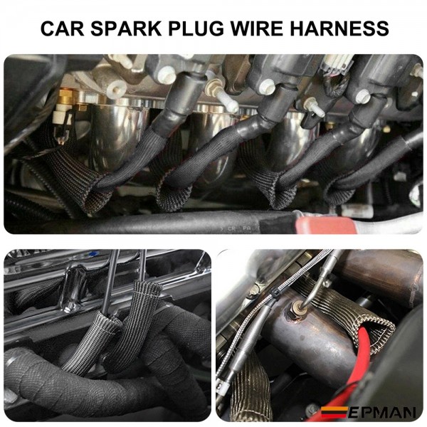 EPMAN High Performace Heat Protector Sleeve Spark Plug Wire Boots Red, Blue, Black, Titanium EP-GT