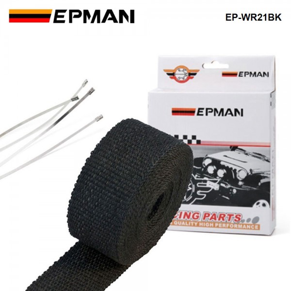 Turbo Downpipe Exhaust Wrap Kit – 2 Rolls (25ft Each) 2” Black + Stainless Ties