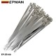 EPMAN 100x 304 Stainless Steel Metal Cable Ties Multi-Purpose Locking Heavy Duty Zip Tie For Exhaust Wrapping