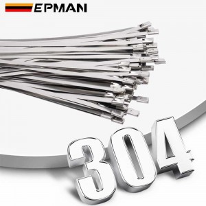 EPMAN 100x 304 Stainless Steel Metal Cable Ties Multi-Purpose Locking Heavy Duty Zip Tie For Exhaust Wrapping