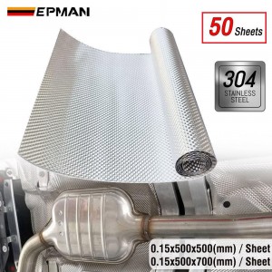 EPMAN 50SHEETS/CARTON Exhaust Heat Shield Automotive Embossed SS304 Heat Shield Muffler Exhaust Wrap, 19.7" x 19.7"/27.6" for Heat Barrier, Fire Wall, Exhaust Wrap EPWR22ST5050