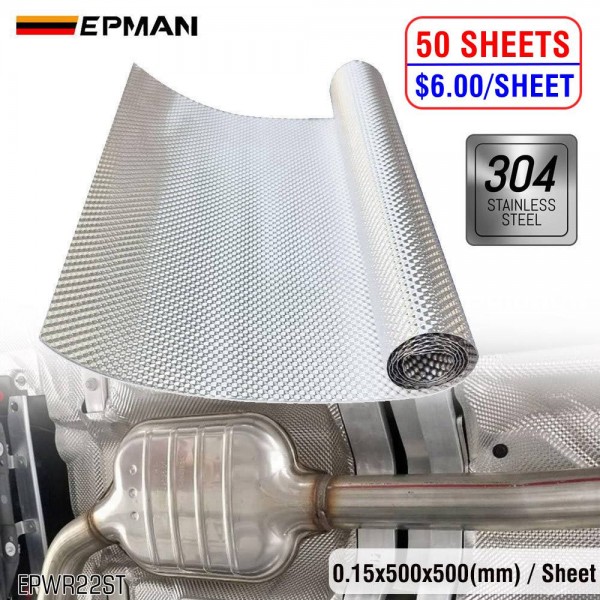 EPMAN 50SHEETS/CARTON Exhaust Heat Shield Automotive Embossed SS304 Heat Shield Muffler Exhaust Wrap, 19.7" x 19.7" for Heat Barrier, Fire Wall, Exhaust Wrap EPWR22ST EPMAN 50SHEETS/CARTON Exhaust Heat Shield Automotive Embossed SS304 Heat Shield Muffler Exhaust Wrap, 19.7" x 19.7" for Heat Barrier, Fire Wall, Exhaust Wrap EPWR22ST