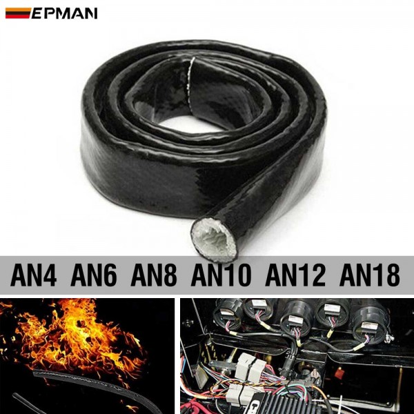 EPMAN Vulcan Fire Sleeve Fire Braid Flame Shield Black ID:6mm-30mm Or 1/4"-9/8" For AN4 AN6 AN8 AN10 AN12 AN18 Fuel Hose Line