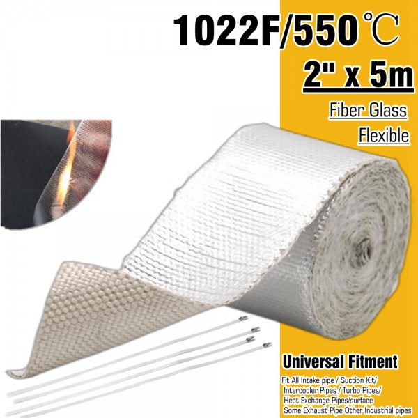 EPMAN 5M x 2" Fiber Glass Heat Reflective Insulation Tape Heat Sound Shield Wrap Thermal Insulation For Intake Pipe EP-WR11BDJ EPMAN 5M x 2" Fiber Glass Heat Reflective Insulation Tape Heat Sound Shield Wrap Thermal Insulation For Intake Pipe EP-WR11BDJ