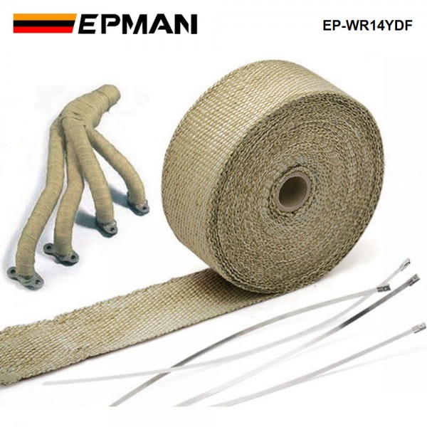 EPMAN Car Performance Thermal Heat Manifold Exhaust System Wrap Brown 2" Wide  X 10meter Long EP-WR14YDF