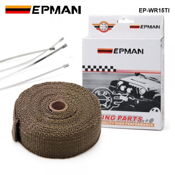 EPMAN Titanium Turbo Manifold Heat Exhaust Thermal Wrap Tape & Stainless Ties 2"x10 Meter EP-WR15TI EPMAN Titanium Turbo Manifold Heat Exhaust Thermal Wrap Tape & Stainless Ties 2"x10 Meter EP-WR15TI