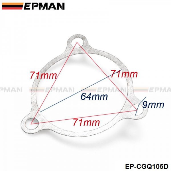 EPMAN 10PCS/LOT Fabberge 2.5" T3 3 Bolt Discharge Internal Wastegate Aluminum Gasket EP-CGQ105D