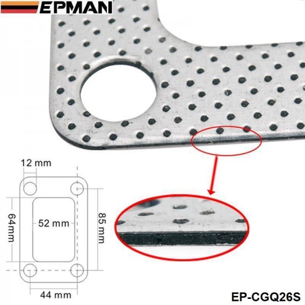 EPMAN-- 10PCS/LOT Universal T3 flange T34 T35 T38 GT35 GT35R TURBO Manifold Outlet Graphite Aluminum Gasket EP-CGQ26S