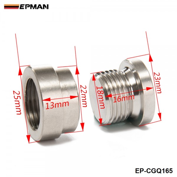 EPMAN -Universal O2 Sensor Stepped Mounting Boss (1Bungs/1Plugs) M18X1.5 Fits American cars EP-CGQ165