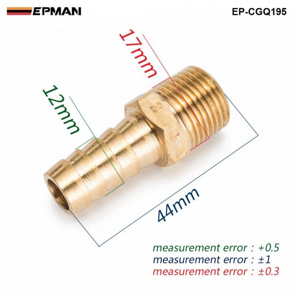 EPMAN -1/2 inch Hose Barb X 3/8" NPT - Male Insert Brass Hose Fitting For Fuel pump/Oil cooler For Honda Civic EP-CGQ195 EPMAN -1/2 inch Hose Barb X 3/8" NPT - Male Insert Brass Hose Fitting For Fuel pump/Oil cooler For Honda Civic EP-CGQ195