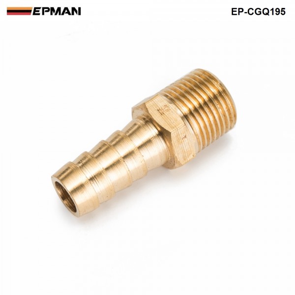 EPMAN -1/2 inch Hose Barb X 3/8" NPT - Male Insert Brass Hose Fitting For Fuel pump/Oil cooler For Honda Civic EP-CGQ195 