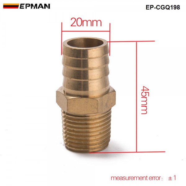 EPMAN - Straight 1/2" NPT Pipe to 3/4"Hose Barb Fitting Bare Coupler EP-CGQ198