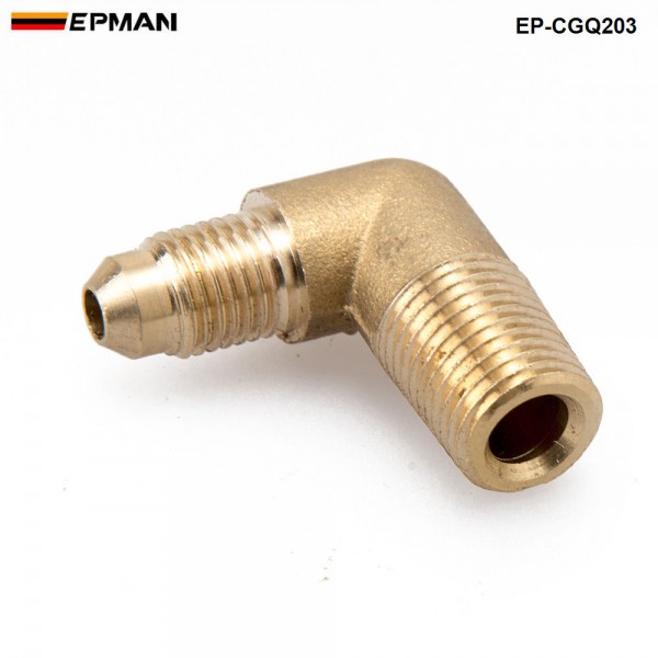  EPMAN -Turbocharger Compressor Brass Boost Nipple Hose Fitting Turbo 1/4''Male NPT 90 Degree EP-CGQ203