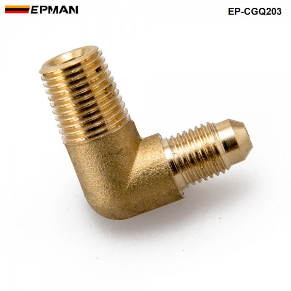  EPMAN -Turbocharger Compressor Brass Boost Nipple Hose Fitting Turbo 1/4''Male NPT 90 Degree EP-CGQ203