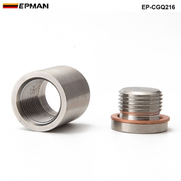  EPMAN -Racing Sport T304 1"Stainless Steel O2 / Oxygen Sensor Exhaust Bung (18mm x 1.5) W/plug EP-CGQ216