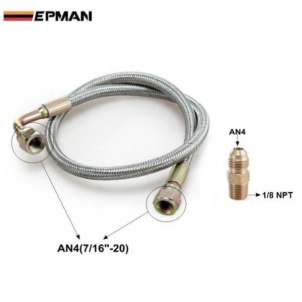 EPMAN -24" Oil Line Kit For T3/T4 Turbo Oil Feed Line Kit For Toyota Nissan EP-WXB05 EPMAN -24" Oil Line Kit For T3/T4 Turbo Oil Feed Line Kit For Toyota Nissan EP-WXB05