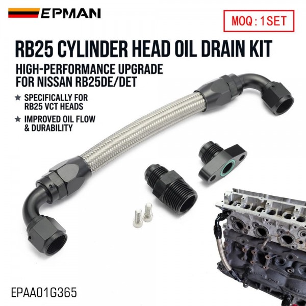 EPMAN High Performance Cylinder Head Oil Return Kit For Nissan RB25 RB25DET VCT Upgrade Prevent Starvation CNC Aluminum -10AN Flange EPAA01G365