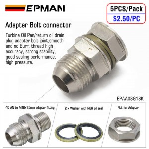 EPMAN 5PCS 10AN Turbo Oil Pan Oil Return Drain Plug Adapter Bung Fitting No Weld Replace 31504301010 EPAA08G18K