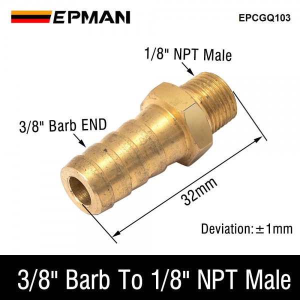 EPMAN Straight 3/8 ID Hose Barb 1/8 Male NPT Brass Fitting Adapters For Vacuum Line, Fuel Pump, Oil Cooler EPCGQ103 EPMAN Straight 3/8 ID Hose Barb 1/8 Male NPT Brass Fitting Adapters For Vacuum Line, Fuel Pump, Oil Cooler EPCGQ103
