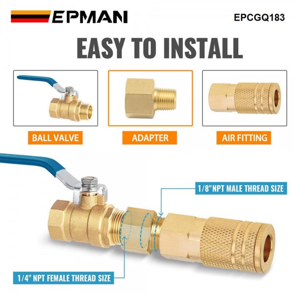 EPMAN Reducer Pipe Adapter 1/4" NPT Female To 1/8" NPT Male Brass Fitting Water Air Gas EPCGQ183 EPMAN Reducer Pipe Adapter 1/4" NPT Female To 1/8" NPT Male Brass Fitting Water Air Gas EPCGQ183