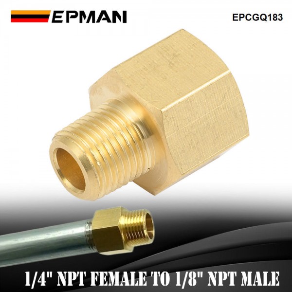 EPMAN Reducer Pipe Adapter 1/4" NPT Female To 1/8" NPT Male Brass Fitting Water Air Gas EPCGQ183