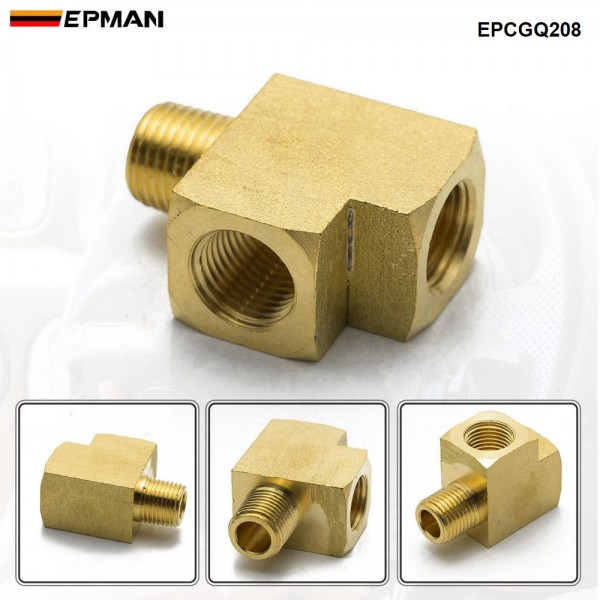 EPMAN Brass Pipe Fitting Barstock Street Tee T 3 Way NPT 1/8"F x 1/8" F x 1/8" Male Adapter Fittings F/Pipe/Tank EPCGQ208