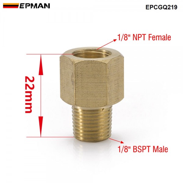 EPMAN 1/8" BSPT Male to 1/8" NPT Female Gauge Sensor Sender Thread Adapter Reducer EPCGQ219
