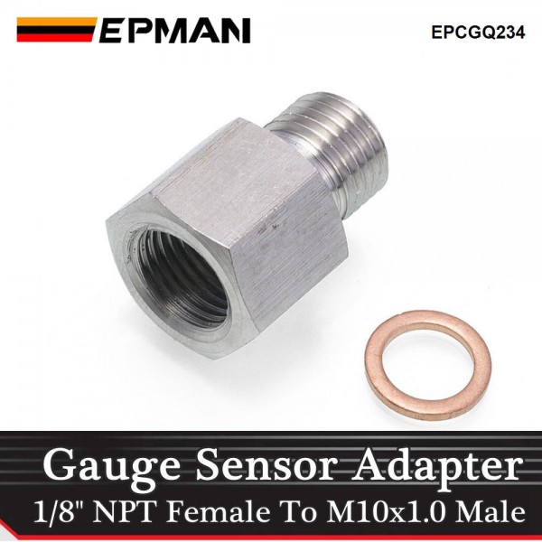 EPMAN 1/8" NPT Female To Metric M10X1.0 Male Oil Fuel Pressure Sensor Pump Adapter Gauge Sensor Adapter EPCGQ234 EPMAN 1/8" NPT Female To Metric M10X1.0 Male Oil Fuel Pressure Sensor Pump Adapter Gauge Sensor Adapter EPCGQ234