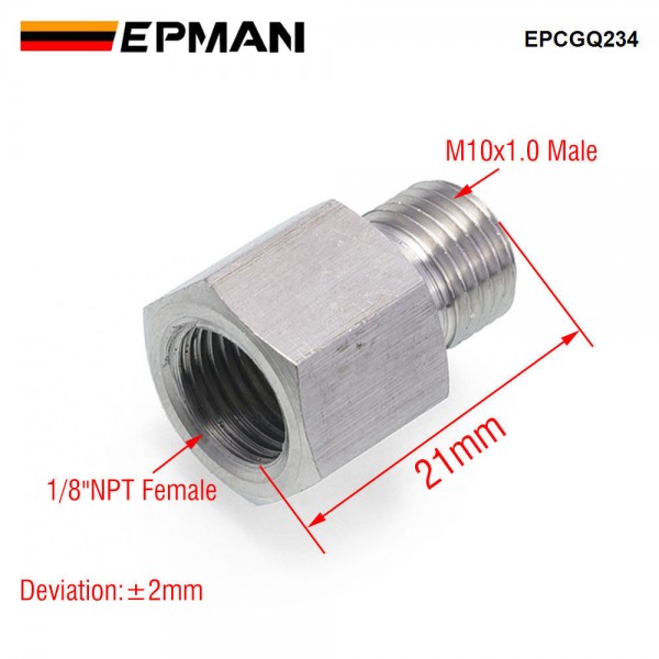 EPMAN 1/8" NPT Female To Metric M10X1.0 Male Oil Fuel Pressure Sensor Pump Adapter Gauge Sensor Adapter EPCGQ234