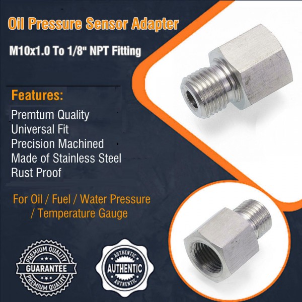 EPMAN 1/8" NPT Female To Metric M10X1.0 Male Oil Fuel Pressure Sensor Pump Adapter Gauge Sensor Adapter EPCGQ234 EPMAN 1/8" NPT Female To Metric M10X1.0 Male Oil Fuel Pressure Sensor Pump Adapter Gauge Sensor Adapter EPCGQ234
