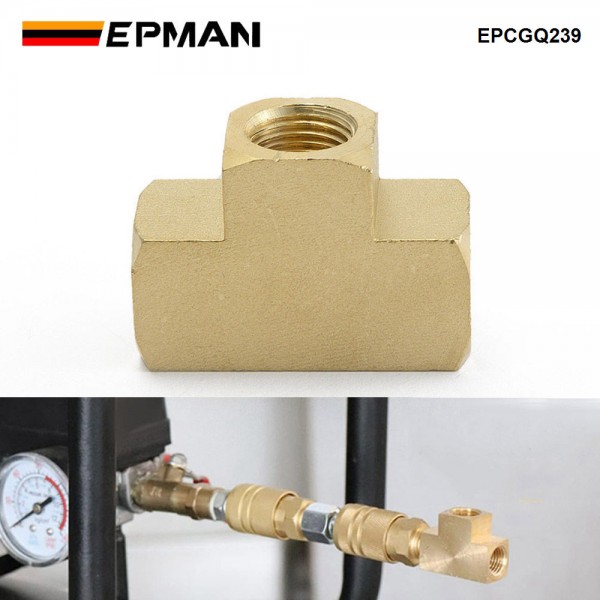 EPMAN Brass Tee Fitting 1/8" X 1/8" X 1/8" NPT Female Pipe Fittings For Vacuum Line, Fuel Pump, Oil Cooler EPCGQ239