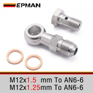 EPMAN Stainless Steel M12x1.5mm/M12x1.25mm To AN6-6 Banjo Bolts Brake Line Fittings Adapter Thread Single Banjo Bolt Universal 