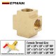 EPMAN Square 4 Ways Brass Pipe Tee Fittings Equal Female Connector 1/8" 1/4" 3/8" BSP Thread For Grease System Hydraulic System