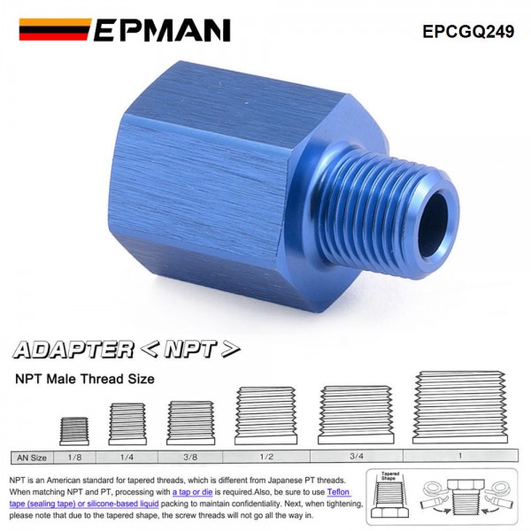 EPMAN Aluminium 1/8" NPT Male To M12x1.5 Female Hose End Port Conversion Fittings Alloy Adapter EPCGQ249