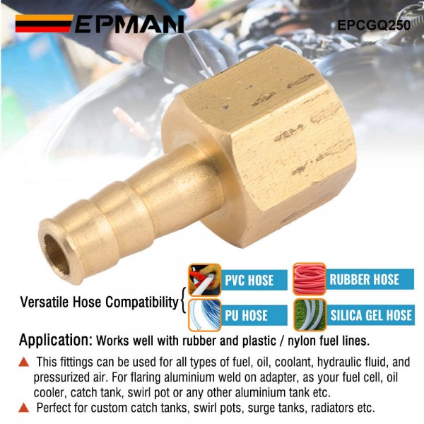 EPMAN 1/8" NPT Female Thread To 1/4" 6.35MM Hose Fitting Adapter Coupler Connector Adapter EPCGQ250 EPMAN 1/8" NPT Female Thread To 1/4" 6.35MM Hose Fitting Adapter Coupler Connector Adapter EPCGQ250
