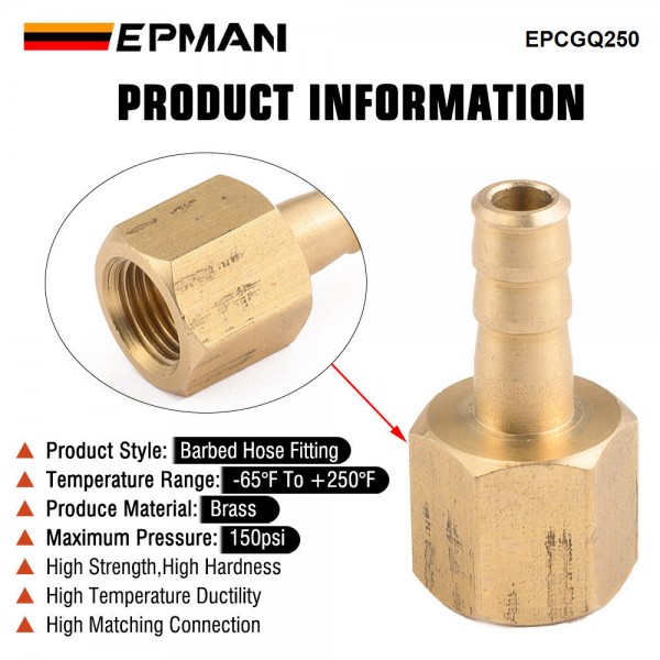 EPMAN 1/8" NPT Female Thread To 1/4" 6.35MM Hose Fitting Adapter Coupler Connector Adapter EPCGQ250