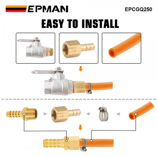 EPMAN 1/8" NPT Female Thread To 1/4" 6.35MM Hose Fitting Adapter Coupler Connector Adapter EPCGQ250