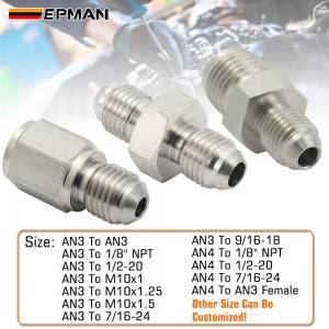 EPMAN AN to Inverted Flare Adapter Fittings SS304 Oil Restrictor Adaptor Universal