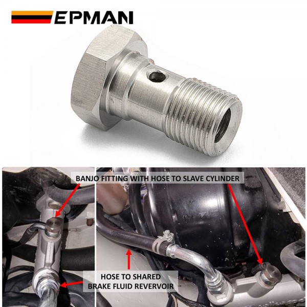 EPMAN Performance Banjo Bolt Single Stainless Steel 7/16" x 20 UNF, -4 AN JIC / -3 AN / M10 / M12 Turbo Brake Line Universal EPMAN Performance Banjo Bolt Single Stainless Steel 7/16" x 20 UNF, -4 AN JIC / -3 AN / M10 / M12 Turbo Brake Line Universal